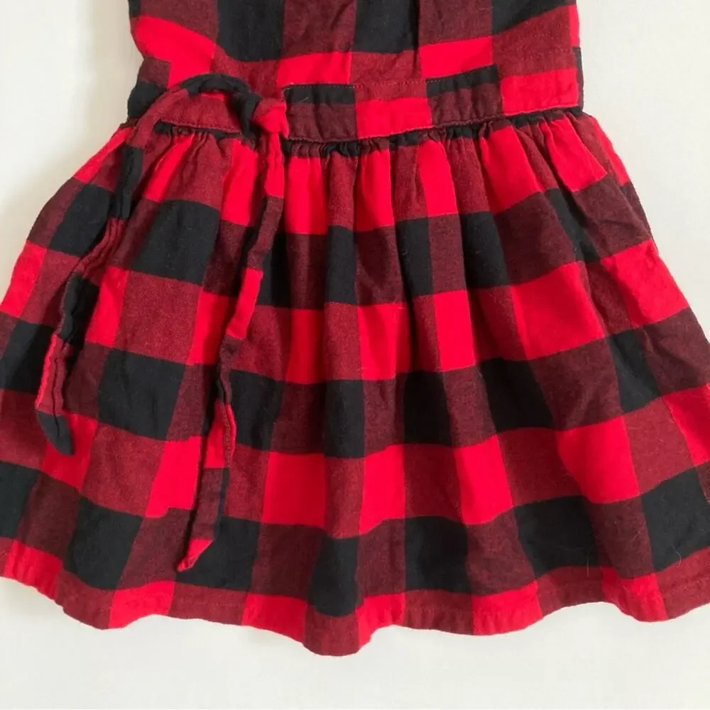 Carter’s Holiday Red Black Buffalo Plaid Tie Front Sleeveless Formal Dress